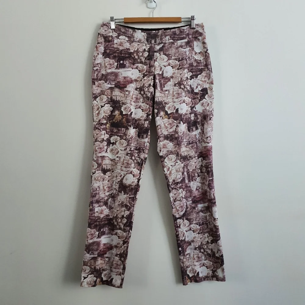 Ben Sherman Dusty Pink Floral Women's Tapered Pants Size 12 - Picture 8 of 8